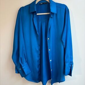 ZARA satin shirt in electric blue (almost new)